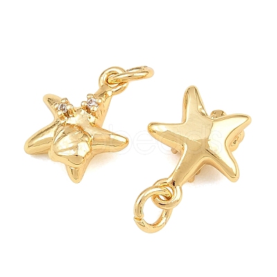 Brass Micro Pave Clear Cubic Zirconia Charms KK-Q085-02J-G-1
