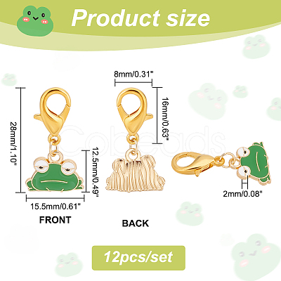 Alloy Enamel Frog Pendant Locking Stitch Markers HJEW-AB00061-1