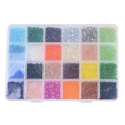 PandaHall Elite 2400Pcs 24 Style Faceted Bicone Glass Beads Strands EGLA-PH0001-43-1