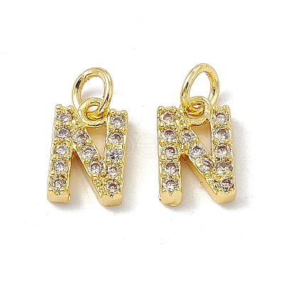 Real 18K Gold Plated Brass Micro Pave Clear Cubic Zirconia Charms KK-E068-VB452-N-1