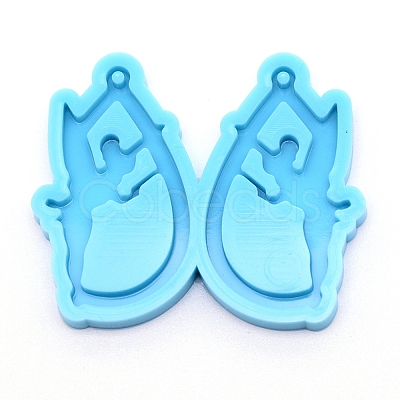 Teardrop with Lady Silicone Statue Pendant Molds DIY-WH0175-51-1