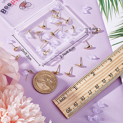 24Pcs 3 Style Teardrop & Shell & Heart Alloy Stud Earrings Findings FIND-BBC0002-76-1