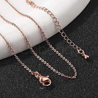 Brass Cable Chain Necklaces Making MAK-P011-01RG-1