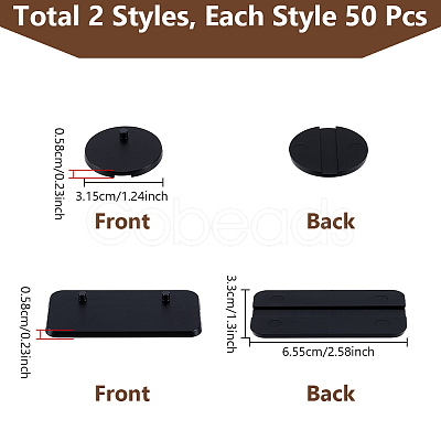 100Pcs 2 Styles PC Plastic Action Figure Display Pedestals ODIS-NB0001-66B-1