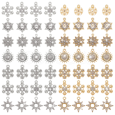 PandaHall Elite 56Pcs 14 Style Alloy Rhinestone Pendants FIND-PH0025-63-1