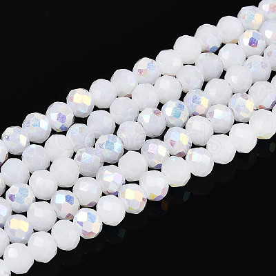 AB Color Plated Opaque Glass Rondelle Beads Strands EGLA-T029-4mm-09B-1