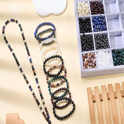 100Pcs Natural Black Tourmaline Round Beads with Strong Stretchy Beading Elastic Thread G-SZ0002-30-1