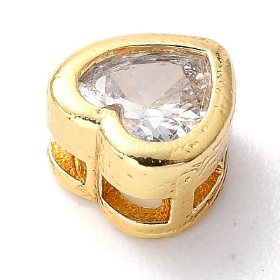 Brass inlaid Cubic Zirconia Slide Charms ZIRC-F125-01B-G-1