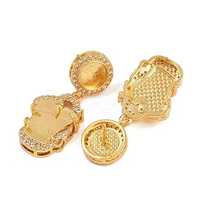 Brass Micro Pave Clear Cubic Zirconia Stud Earrings Findings KK-Z122-16G-1