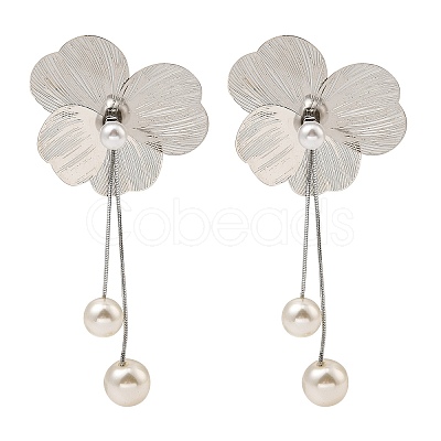 Flower Alloy Dangle Stud Earrings EJEW-L096-005P-1