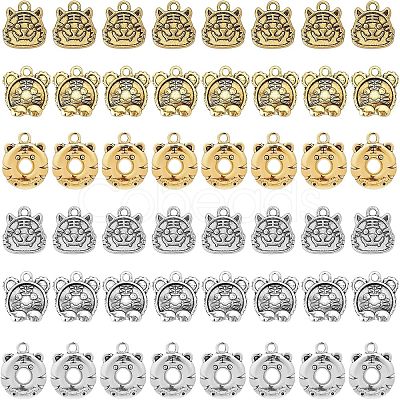 SUPERFINDINGS 48Pcs 6 Style Tibetan Style Alloy Pendants TIBEP-FH0001-19-1