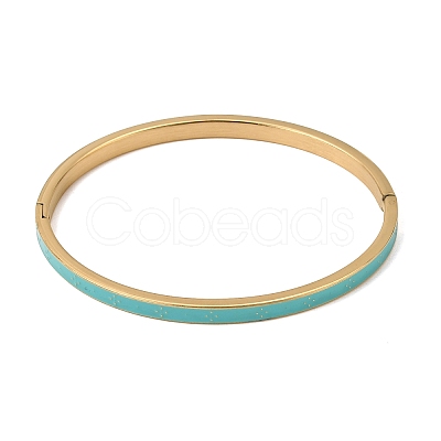 304 Stainless Steel Enamel Hinged Cuff Bangles for Women SA-CBAC920-15G-01C-1