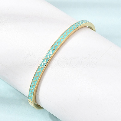304 Stainless Steel Enamel Hinged Cuff Bangles for Women SA-CBAC920-15G-01F-1