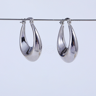 Shiny U-shaped Brass Hoop Earrings DA9481-1