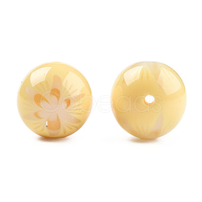 Flower Opaque Resin Beads RESI-T054-001A-1