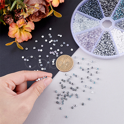 80G 8 Colors Round Glass Seed Beads SEED-PH0002-42-1