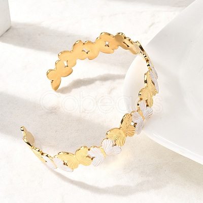 304 Stainless Steel Cuff Bangles for Women BJEW-F509-03A-G-1