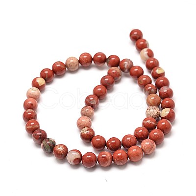 Natural Red Jasper Beads Strands G-P075-56-6mm-1