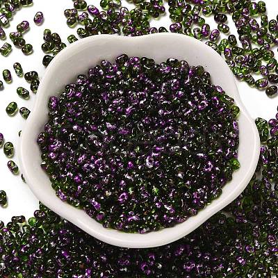 Spray Painted Glass Seed Beads SEED-F005-07A-04-1