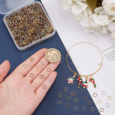 1600Pcs 4 Colors  Iron Brass Open Jump Ring IFIN-ME0001-15-1