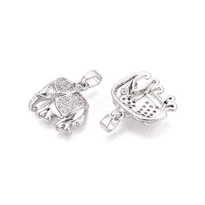 Brass Micro Pave Clear Cubic Zirconia Pendants KK-Q073-04P-1