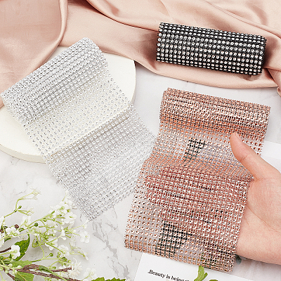 24 Rows Plastic Mesh Rhinestone Trimming DIY-PH0001-25-1