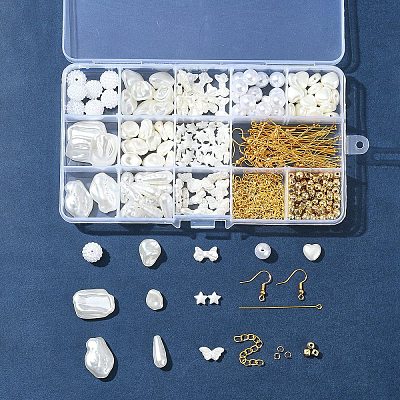 DIY Brass & ABS Plastic Imitation Pearl Earrings Making Kits DIY-FS0007-97-1