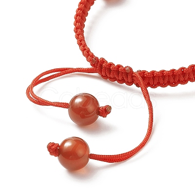 Natural Carnelian(Dyed & Heated) Round Braided Bead Bracelet BJEW-JB09183-1