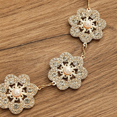 Alloy Crystal Rhinestone with Imitation Pearl Flower Link Chain Belly Belts for Women FS-WGCF5A6-01-1