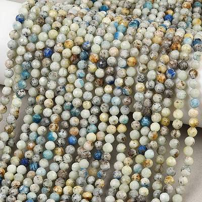 Natural Blue Azurite in Calcite Beads Strands LS-G-P618-4mm-01-1