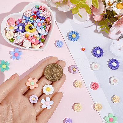 120Pcs 8 Styles Opaque Resin Cabochons RESI-PA0001-13-1