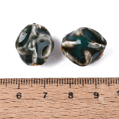 Vintage Handmade Porcelain Wrinkle Beads PORC-Q006-09G-1