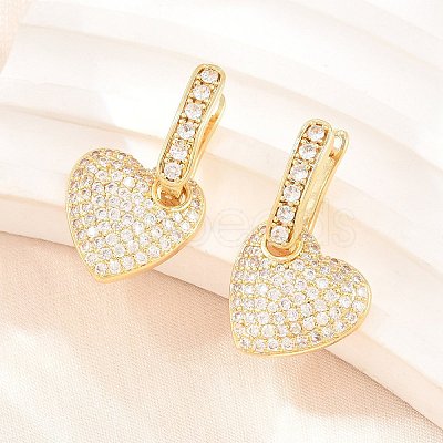 Brass Micro Pave Clear Cubic Zirconia Hoop Dangle Earrings EJEW-G471-30D-G-1