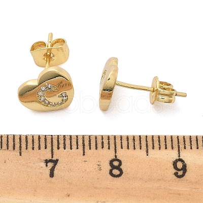 Rack Plating Brass Micro Pave Clear Cubic Zirconia Stud Earrings EJEW-K299-01G-C-1