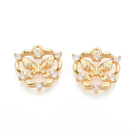 Brass Micro Pave Cubic Zirconia Pendants X1-KK-N263-77B-G-1