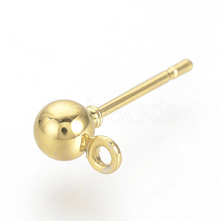 Iron Ball Stud Earring Findings KK-R071-09G-NF-1
