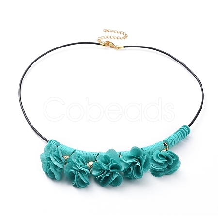 Cowhide Leather Cord Bib Necklaces NJEW-JN02590-04-1