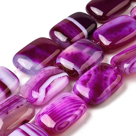 Natural Striped Agate/Banded Agate Beads Strands G-B137-B01-01H-1