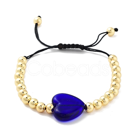 Handmade Lampwork Heart Bracelets BJEW-Q338-01E-1