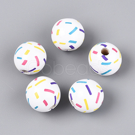 Spray Painted Schima Wood Beads WOOD-T032-37B-1