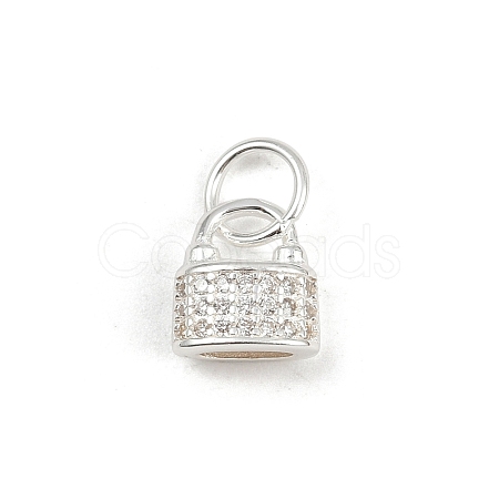 925 Sterling Silver Micro Pave Clear Cubic Zirconia Lock Charms STER-K183-04S-1