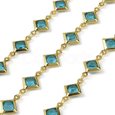 Brass Glass Rhombus Link Chains CHC-R001-05G-05-1