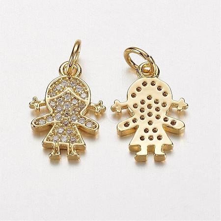 Electrophoresis Brass Micro Pave Cubic Zirconia Charms ZIRC-P047-14G-1