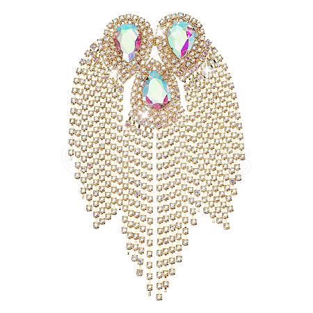 Iron with Rhinestone Tassel Rivet Epaulettes AJEW-WH0481-527B-1