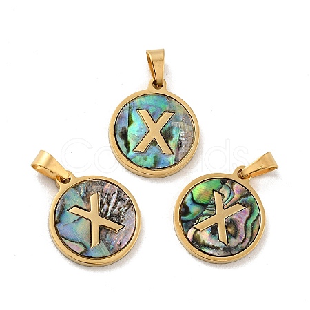 PVD Vacuum Plating 304 Stainless Steel with Paua Shell Pendants STAS-G268-02X-G-1