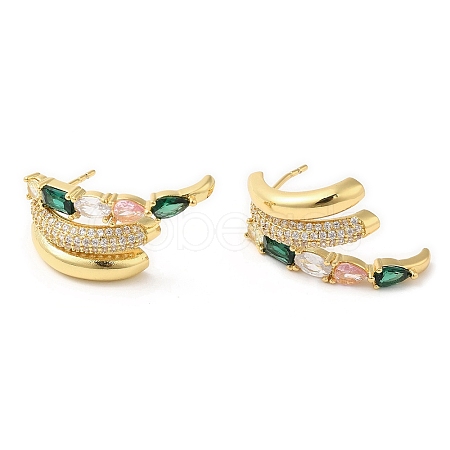 Emerald Rhinestone Claw Stud Earrings EJEW-D059-04G-02-1