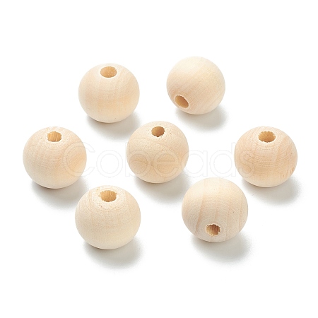 Natural Unfinished Wood Beads WOOD-XCP0001-19F-1