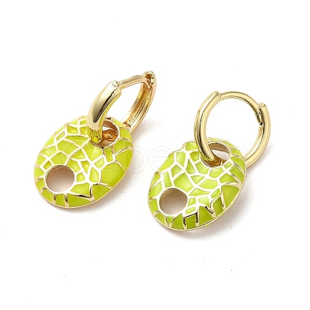 Oval Golden Brass Dangle Hoop Earrings EJEW-L268-007G-05-1