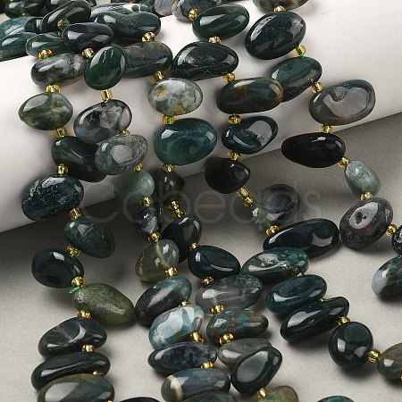 Natural Moss Agate Beads Strands G-P604-A11-01-1