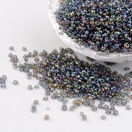 Round Transparent Colors Rainbow Glass Seed Beads X-SEED-A007-2mm-172-1